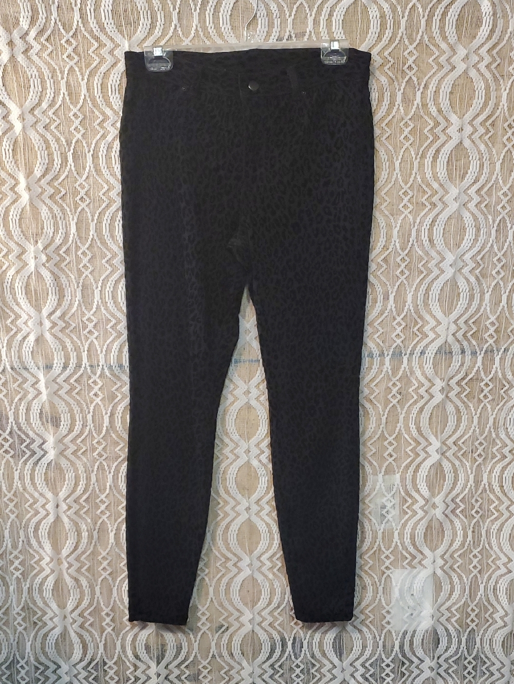 Time and Tru Black Leopard-Print Slim Fit Womens Pants